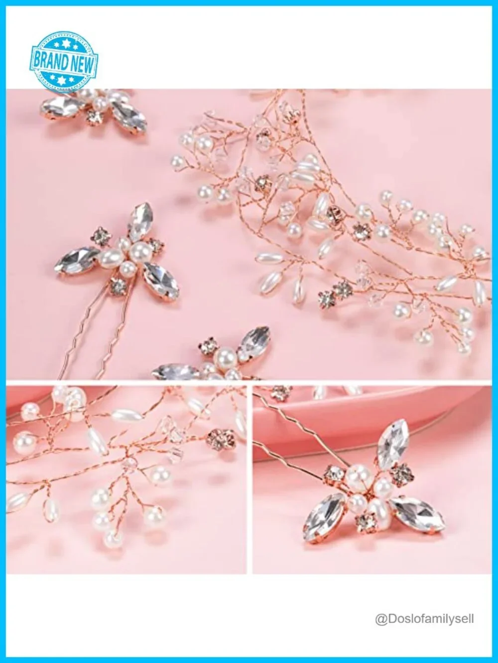 Extra Long Crystal Bridal Hair Vine Headpieces with Pearl Beads